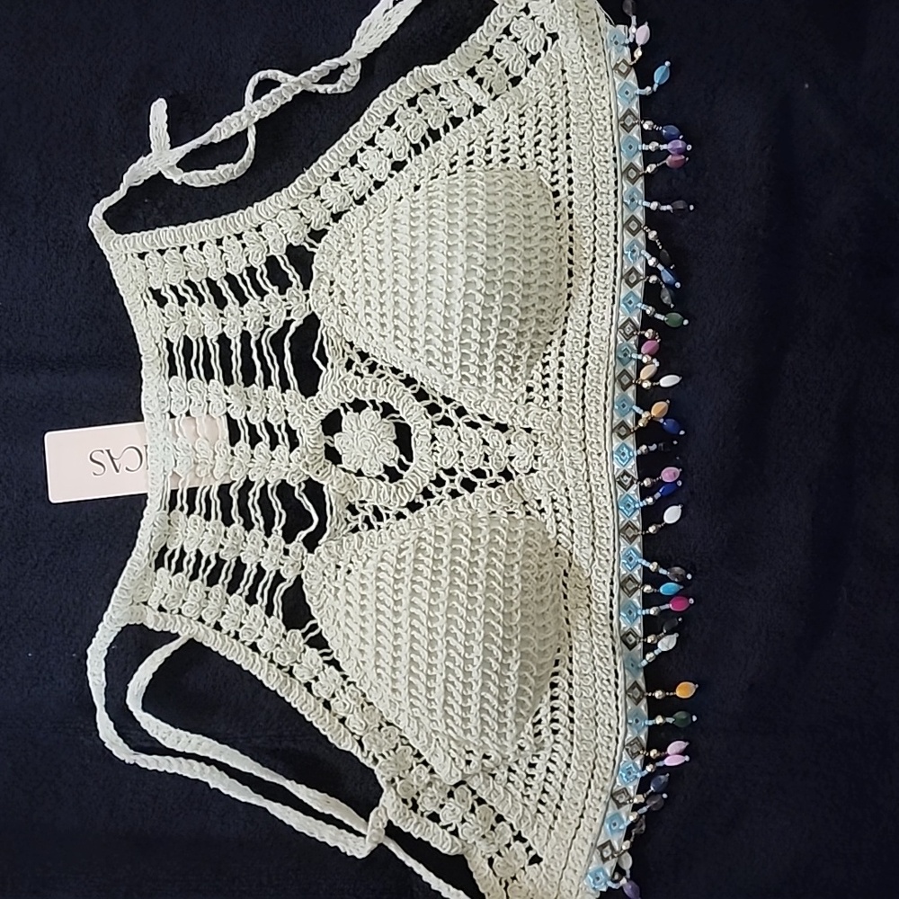 NWT: Coachella-Ready, Evil Eye, Beaded, Crochet Halter Top! - Picture 1 of 2